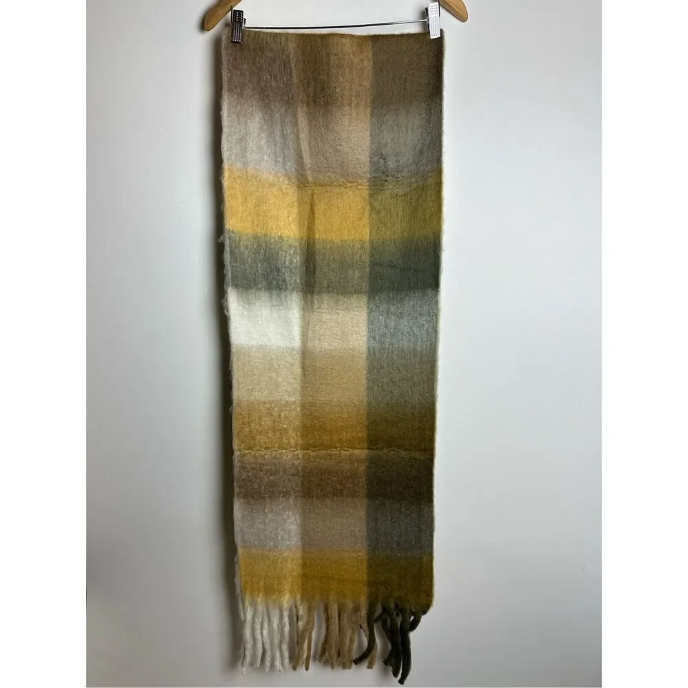 Yellow and brown oversized scarf